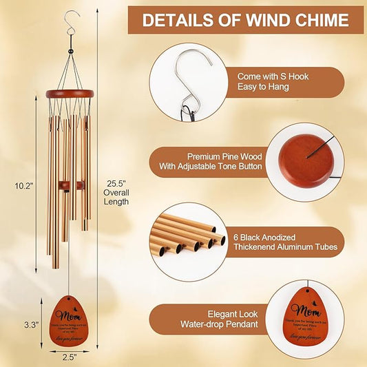 Gifts for Mom, Ideas Wind Chimes for Mom, Birthday Gifts for Mom from Son Daughter, Love Gifts for Thanksgiving Christmas Mothers Day