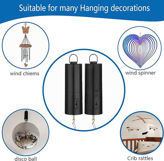 2 Pack Wind Spinner Motor Hanging Display Motor Battery Operated 24 RPM Rotating Motor Multi-Purposes for Wind Spinner Mobile Yard Decor Hanging Ornament Outdoor Sculptures-Medium Speed (2 Pcs Black)