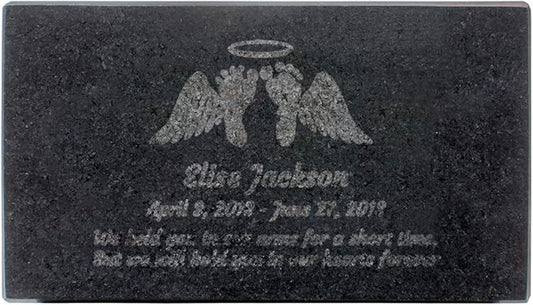 Black Granite Memorial Headstone Or Garden Memorial for Lost Infant or Child - Include You Personalized Text. Can be Used as a Sympathy Gift, Garden Stone or Grave Maker (7 x 4 x 2)