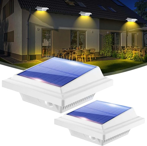 Gutter Lights, 40 LEDs Solar Patio Decor Lights, Deck Lights Outdoor Waterproof Fence Lights for Wall Backyard Porch, Patio, Pool,Step Stairs, Yard, Garden, Pathway (2Pack_White,Warm White Light)
