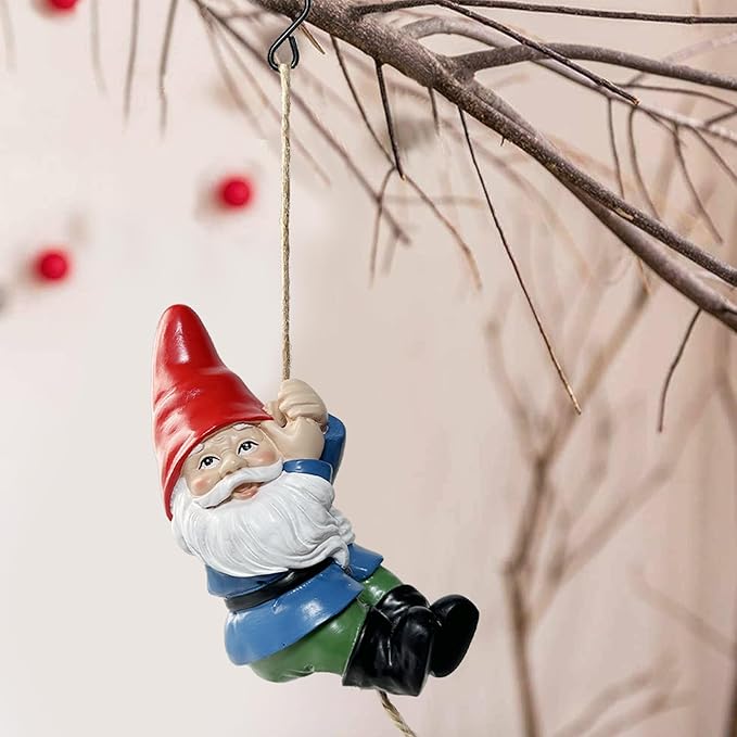 TIANCENTRAL H Hanging Garden Gnome Statue Decoration Gnomes Garden Statue Figurine Ornament Outdoor Statue Decor for Outside Patio Yard Lawn