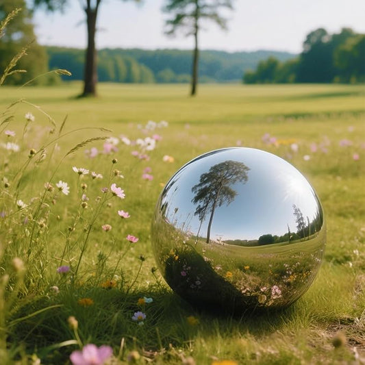 12 Inch Stainless Steel Gazing Ball, Garden Gazing Globe Mirror Ball, Polished Shiny Sphere for Garden Yard Outdoor, Swimming Pool Decoration (Silver)