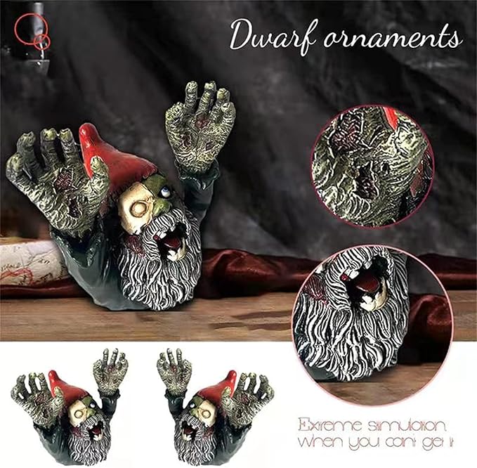 Garden Gnomes Decor, 4 Inch Scary Gnome for Patio Halloween Decoration, Garden Sculptures, Resin Yard Figurine for Garden Patio Lawn, Ornament for Mini Gift, Festive Decorations