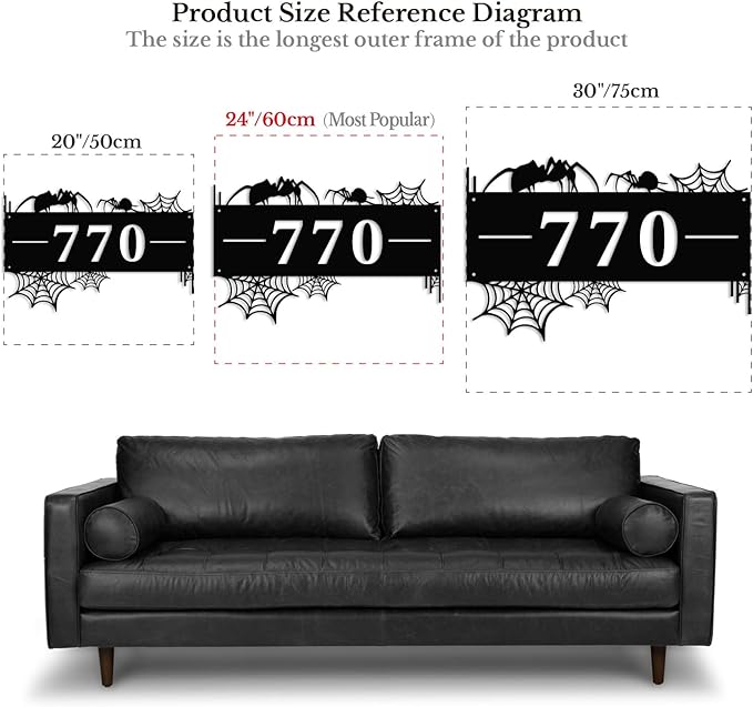 Personalized Gothic House Number metal Signs,Custom Address Number Metal Wall Art Decor,Black Plaques Outdoor wall Decorative Signage,Shed(8-30 Inches) (Spider A)