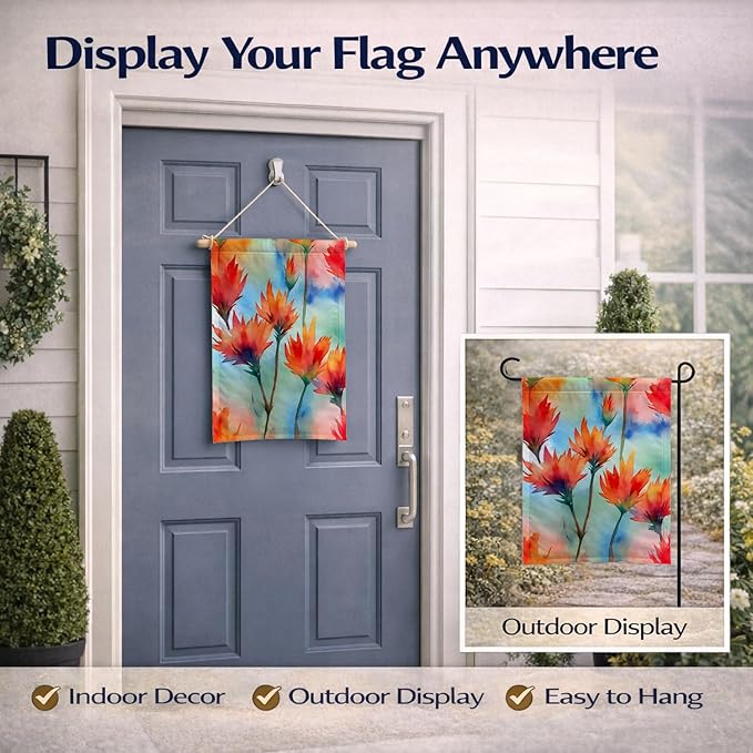 Caroline's Treasures Wyoming Indian Paintbrush in Watercolor Garden Flag Mailbox Flag Decorative Yard Flag Banner Outside Patio Artwork Yard Flower Beds, Garden Size, Multicolor