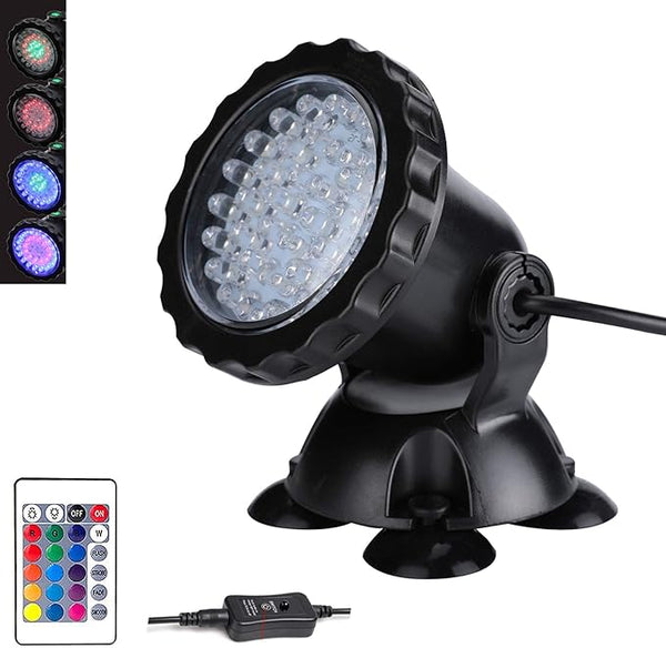 Pond Lights Submersible Spotlights Color Changing Landscape Light with Remote 36 LED Bulbs Underwater Lights Adjustable for Aquarium Garden Pool Lawn Fountain Shallow Waterfall IP68