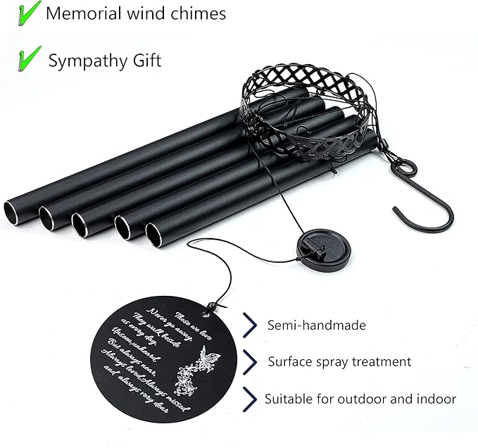 Memorial Wind Chimes for Loss of Loved One,windchimes in Memory of a Loved One Sympathy Gifts for Dad Mom and Family Member,Metal Windchimes Outdoors Decorations for Your Garden…