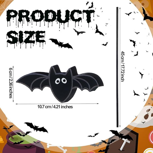 6 Pcs Halloween Bat Garden Stake Spooky Yard Decor Wood Bat Plant Stakes for Halloween Indoor Outdoor Lawn Porch Pathway Patio Decoration