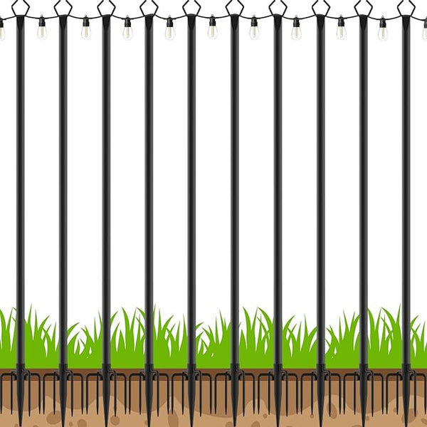 LETIANPAI 10 Pack String Light Poles,10 Ft Metal Poles with Fork for Outdoor String Lights,Outdoor Light Poles with Fork,Poles/Post/Stand for Outside