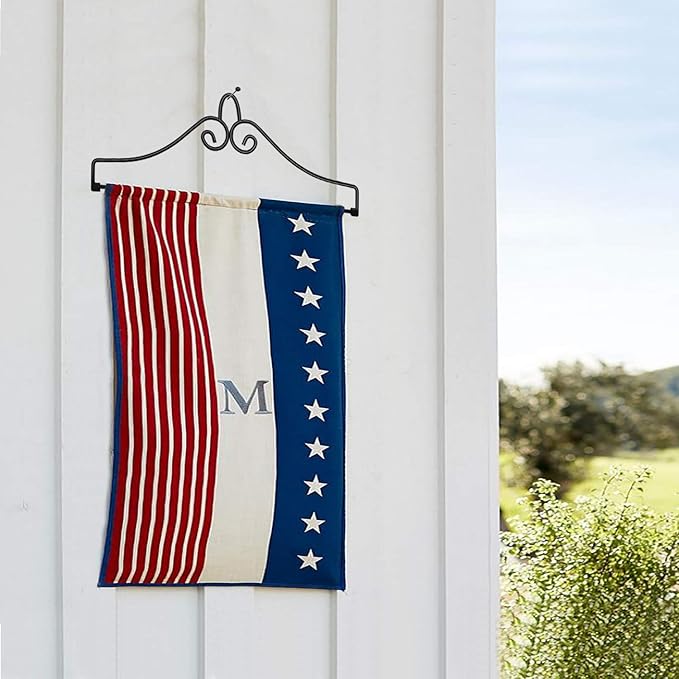 Anley Wrought Iron Garden Flag Hanger - Garden Banner Holder Detached to Use - Rust Resistant & Black Matte Coating(Ideal for Flag/Banner with Width Smaller than 13")