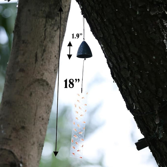 Japanese Wind Chime Cast-Iron Outdoor Ornament for Garden, Patio & Balcony, Hanging Metal Wind-Bell Decoration Gift, Blessing Pendant Windchimes & PVC Wind-Catcher, Bubbles