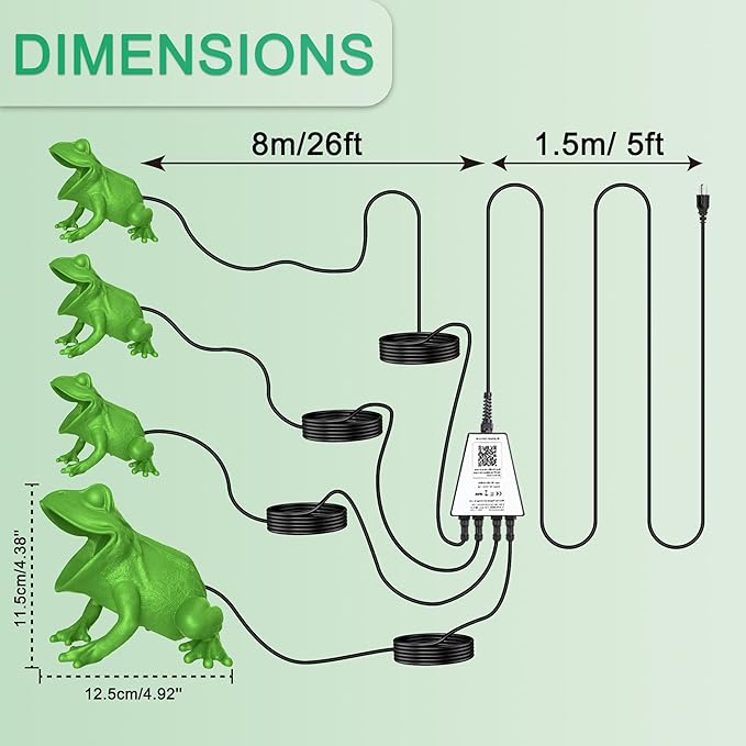 RGB Pond Light with APP, 6W Frog Fountain Lights with 12V Transformer, IP68 Waterproof Underwater Pond Lights with Long Cables for Ponds Waterfall Fountain Gardens Water Feature, 4 SpotLights
