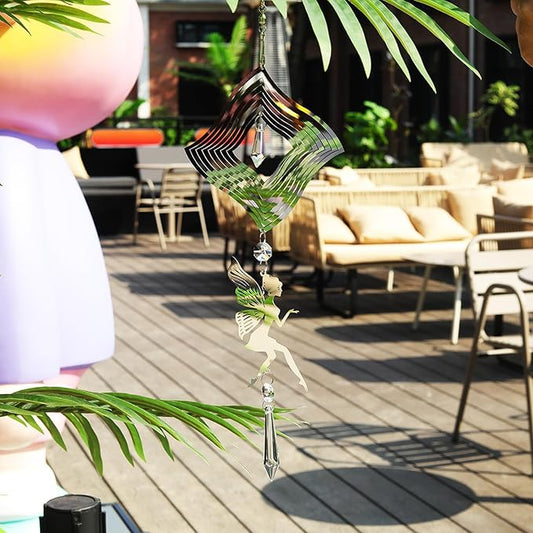 LONGSHENG - SINCE 2001 - Sun Catchers Elf Wind Spinner with Crystal Suncatcher for Hanging Ornaments Decorative Windows Prism Rainbow Maker Home Yard Garden Decor