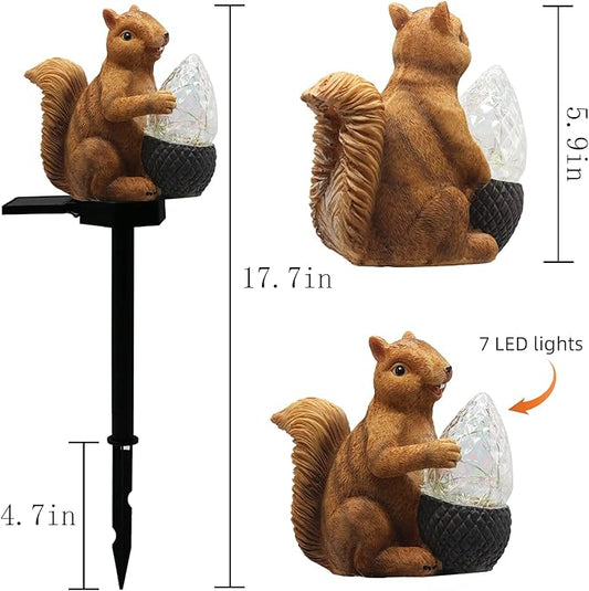 Upgraded Solar Garden Lights, Outdoor Decor - Solar Squirrel Stake Lights, Colorful LED, IP65 Waterproof, for Yard, Patio, Garden, Lawn Decoration