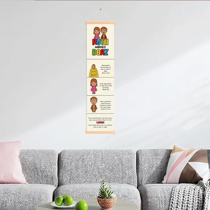 Ruth and Boaz Banner, Church Banner, Christian Rustic Hanging Door Flag, Farmhouse Decorations Outdoor Indoor, Church Activity Decor, Bible Lesson, Scripture and Words Decorations