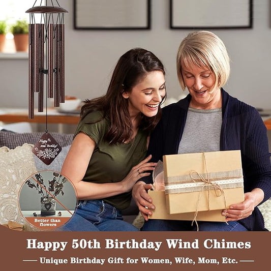 50th Birthday Gifts for Her, 32” Wind Chimes 50th Birthday Gifts, 50 Year Old Birthday Gifts for Women Mom Sister Wife Friend, Happy 50th Birthday Gifts, Unique 50th Birthday Decorations