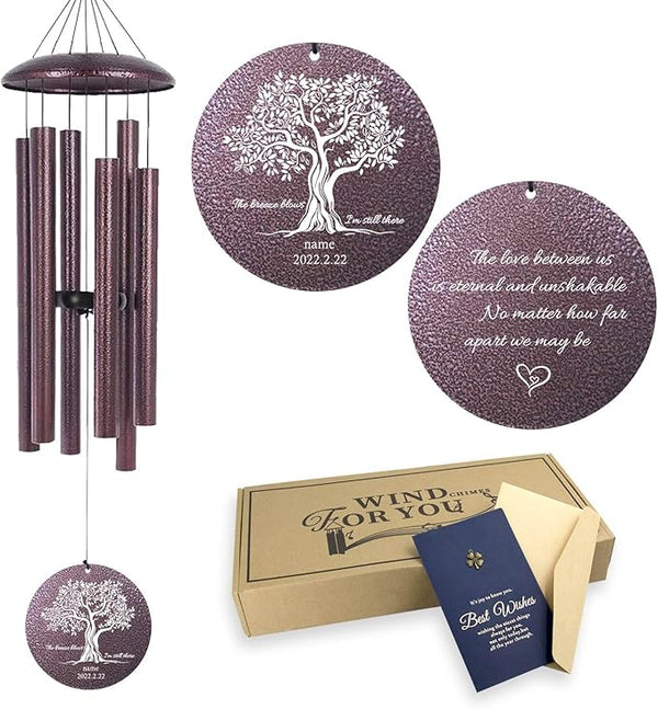 ASTARIN Personalized Condolences 32" Wind Chimes, Tree of Life Deep Tone Wind Chime for Outdoor, Funeral Gifts for Loss of Mother, Funeral Memorial Ideas for Loss, Produced in USA