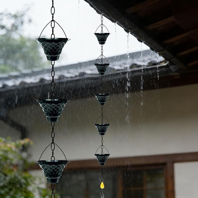 Functional Gardens Decoration Rain Chain Antique Styles Outdoor for Effective Gardens Drainage Decoration