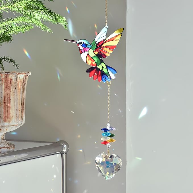 Hummingbird Crystal Suncatcher, Hummingbird Sun Catcher, Hanging Bird Suncatcher, Bird Decoration, Garden Decoration