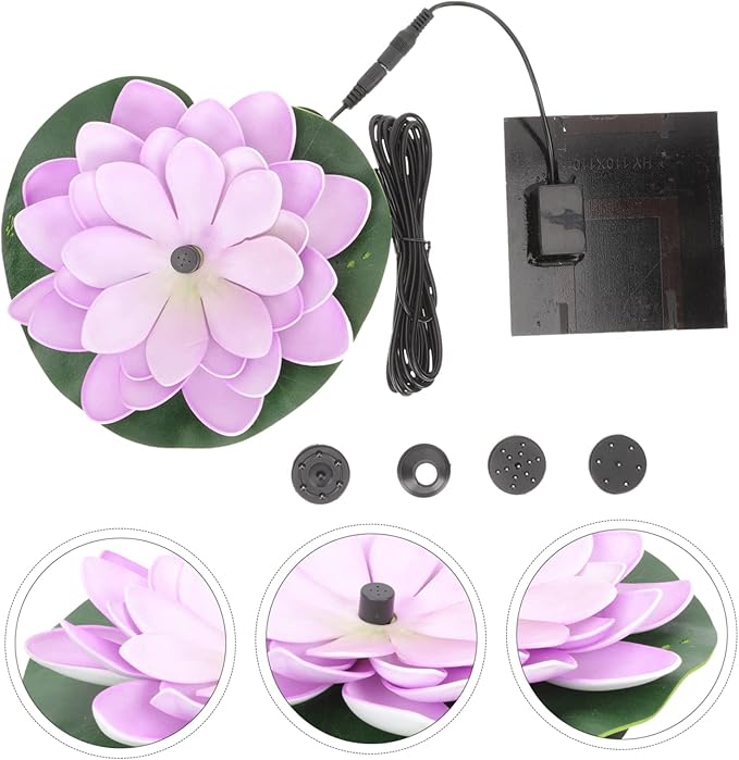 Totority Solar Floating Fountain Water Lily Pond Decor Solar-Powered Lotus Pad Fountain for Outdoor Garden Pool and Backyard Waterscape Eco-Friendly and Easy to Use 6.69X6.29X1.96In