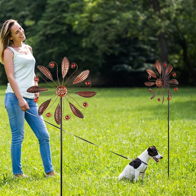 DREAMSOUL 10.6 Inch Small Wind Spinners Outdoor, Single Blade Wind Spinner Metal Pinwheels for Garden Lawn Decor