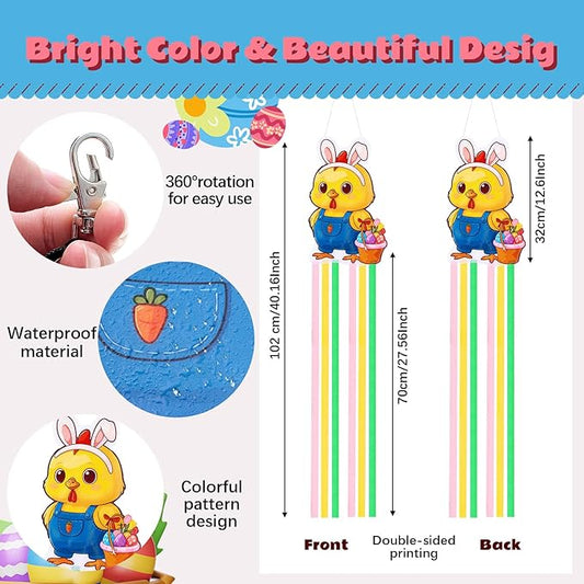 Soulchen Easter Chick Windsock Decorations for Outside 40'' Windsocks for Easter Day Decorations Hanging Chick for Farmhouse Garden Home Yard Decor