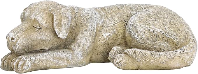 Hapivida Dog Garden Statue, 5.5in Mini Puppy Garden Memorial Stone Sleeping Dog Statue Decor Outdoor Resin Realistics Sculptures Gift Brown