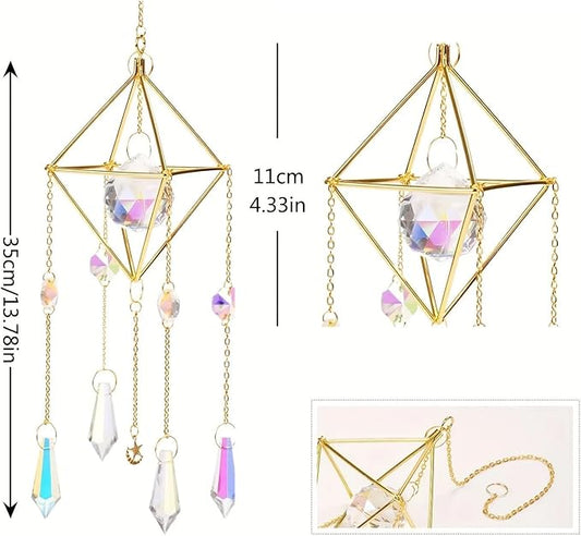Sun Catchers with Crystals Hanging Crystals Prisms Suncatcher Crystal Suncatchers Hanging Wind Pendant for Window Garden Home (Type-B)