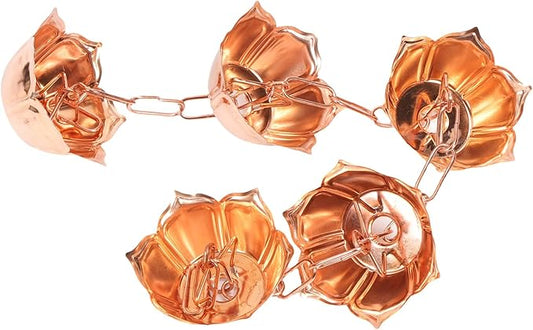 Copper Rain Chain, Adjustable 3.28ft Flower Shape Hanging Gutter Chain for Outside Eaves, Drainage, with Decorative Function, for Downspout Replacement (Flower Shaped)