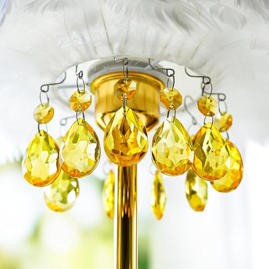 H&D HYALINE & DORA 3Inch Crystal Suncatcher Bauhinia Prisms Pendants 10Pcs Chandelier Crystals Replacement Hanging Sun Catcher Beads for DIY Arts Crafts Decor (Yellow)