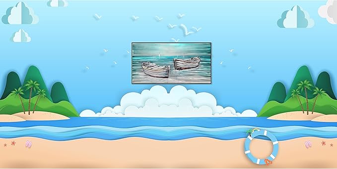 SYGALLERIES Sailboat Metal Wall Art - 16x32 Inch Coastal Aluminum Plate Painting with Beautiful Colors - Lightweight, Easy to Install & Maintain - Perfect for Living Rooms, Bedrooms, Bathrooms