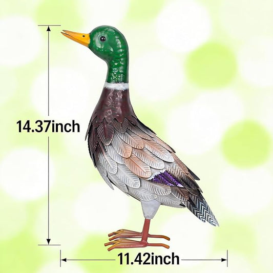 Shorayn Metal Duck Garden Statue, Life-Size Iron Mallard, Handmade Greenhead Duck Yard Decor, Indoor Outdoor Ornament, Gift for Housewarming/Mother’s Day/Christmas