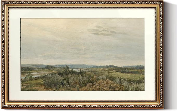 ARPEOTCY Vintage Gold Framed Large Wall Art, Nature Trees Landscape Rivers Retro Paintings, Canvas Prints Artwork with Antique Frame, Victorian Wall Picture Decor for Gallery Living Room 16x24 inch