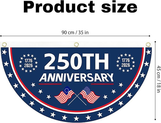 2PCS 250th Anniversary USA Flag, 1.5X3 FT 1776-2026 Fan Flags, 2 Ply Year American Anniversary Flag for Wall, Front Door, Porch, Fence, Outdoor Decorations (Style 6)