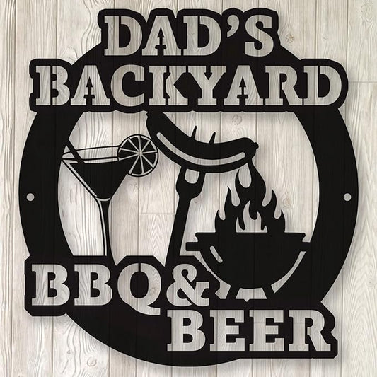 Personalized BBQ Bar Sign - Custom Metal Grill Sign for Outdoor Kitchen - Barbecue Hanging Decoration - Father's Day, Housewarming Gift for Dad, Husband, Grandpa