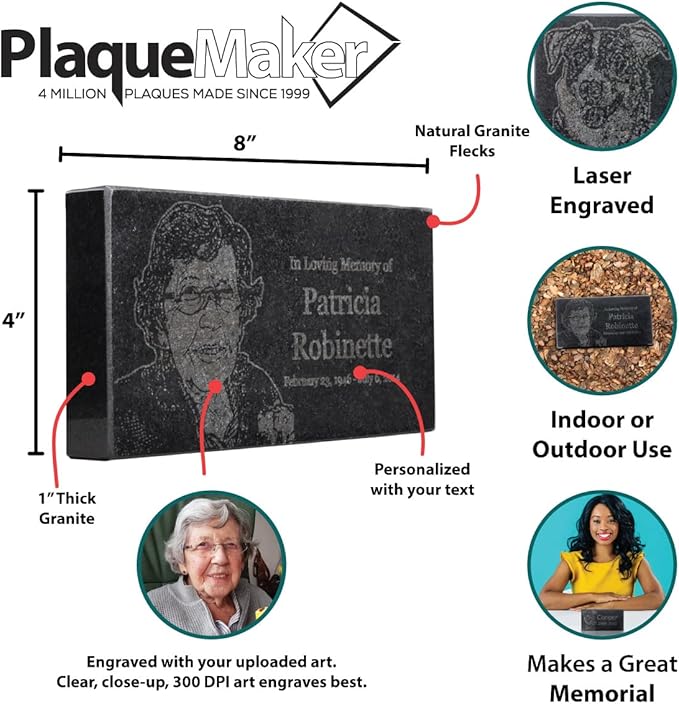 In Loving Memory Black Granite Memorial or Sympathy Gift. Add your Personalized Text and Dates. Offered in a Variety of Sizes to Meet your Needs and Budget (8 x 4 x 1")