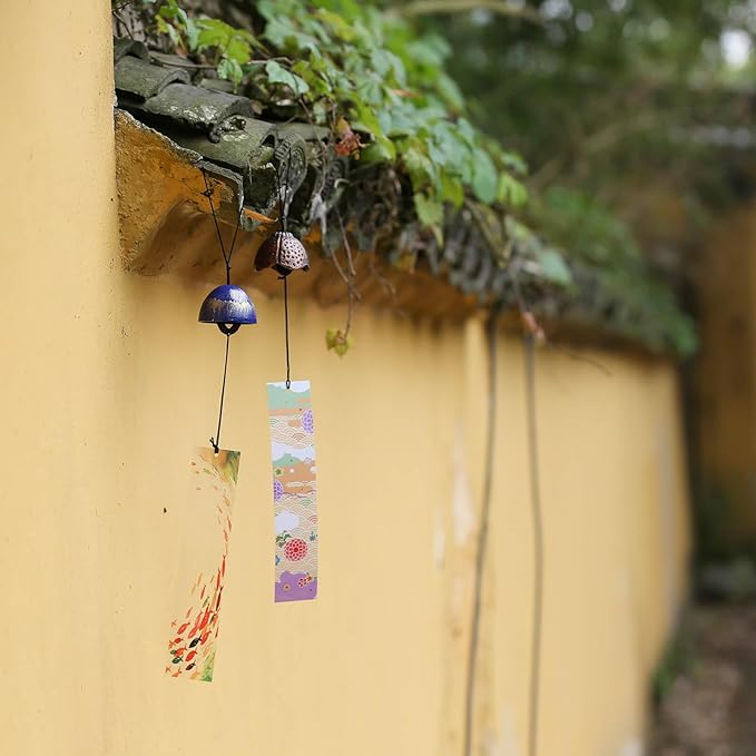 Japanese Wind Chime Tassels Wind Catcher Random 5 PVC Cards, Accessories for Japanese Cast Iron Wind Bell, 1.6" x 7.9", Cats