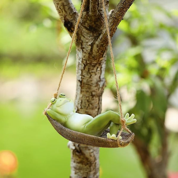 Frog Statues for Garden Outdoors Hanging Sleeping Frog Sculptures Swing Home Décor