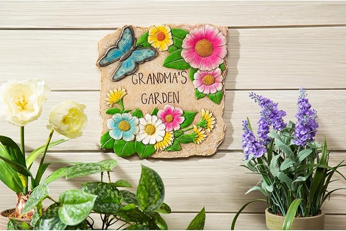 Grandma's Garden Flower and Butterfly Stepping Stone - Outside Décor