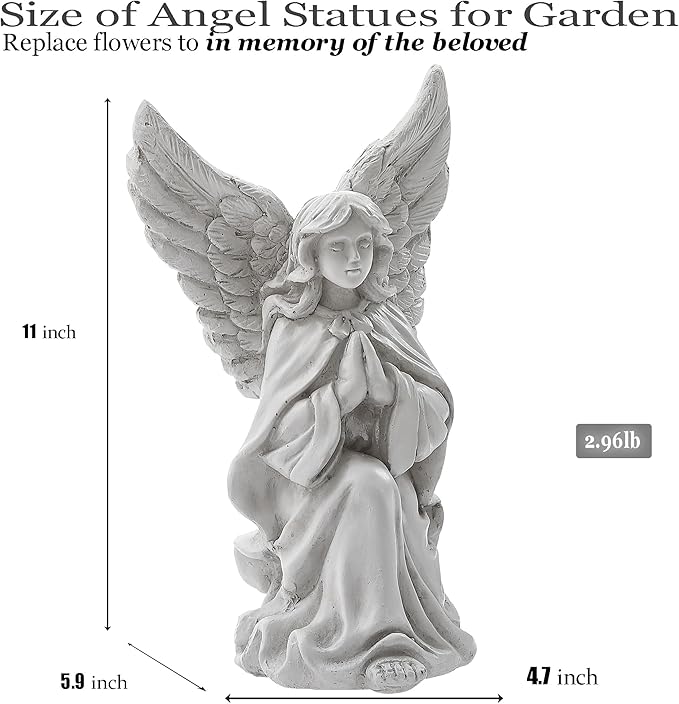 Angel Statues for Garden, 11" Angel Garden Statues Outdoor, Garden Angels Outdoor/Outside Statue, Praying Angel Grave Decorations