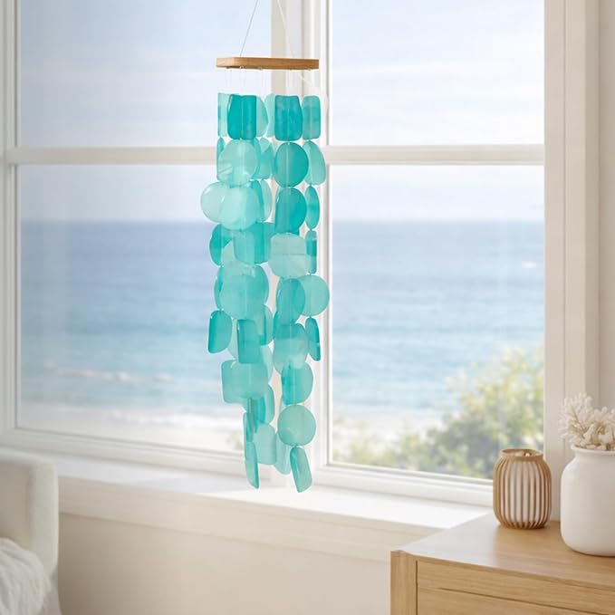Solange & Frances Beach Decor, Outdoor Decor, Wind Chimes for Outside, Sea Glass Decor, Gift Ideas for Beach Lovers, Windchimes for Outdoors, for Beach