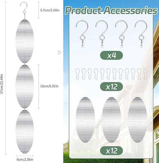 12PCS Stainless Steel Reflective Wind Spinners for Outside, 3D Mirror Spinners Outdoor, Metal Garden Decor to Enhance Patio Yard, Visual Scare Device for House, Reflective Spinners for Garden