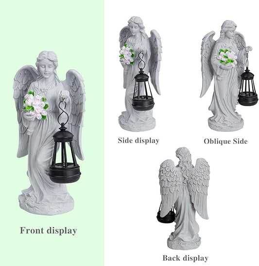 Solar Angel Garden Statue Outdoor Decor, 9 inches Angel Sculpture for Outside Patio Lawn Yard Art Gifts for Mom Grandma Women