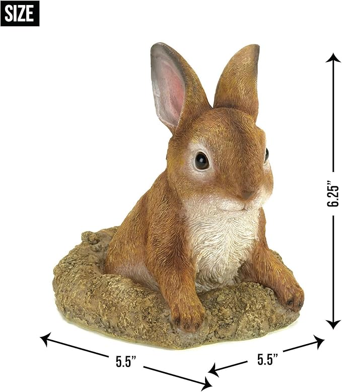 Zingz & Thingz Outdoor Garden Cottage Core Collection Miniature Sculpture, 5.5x5.5x6.25, Curious Bunny