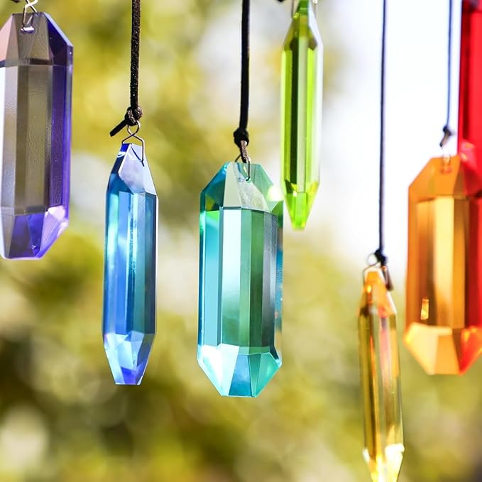 Suncatcher Crystal Rainbow Prism 7 Pack Faceted Crystal Suncatcher Rainbow Prism Hanging Pendant Window Home Garden Car Decor