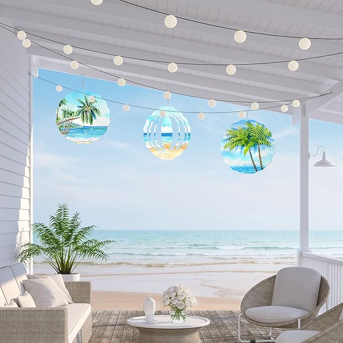 Weysat 6 Pack Sublimation Wind Spinner Blanks 3D Aluminum Wind Spinners Hanging Spinners DIY Crafts Ornaments for Indoor Outdoor Garden Yard Window Porch Front Door Decoration (10 Inch)
