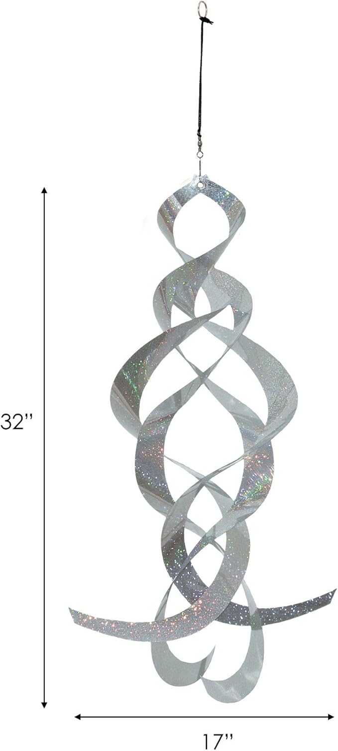 In the Breeze Mylar Spinner Silver Sparkle Spin Quartet — 32" Long