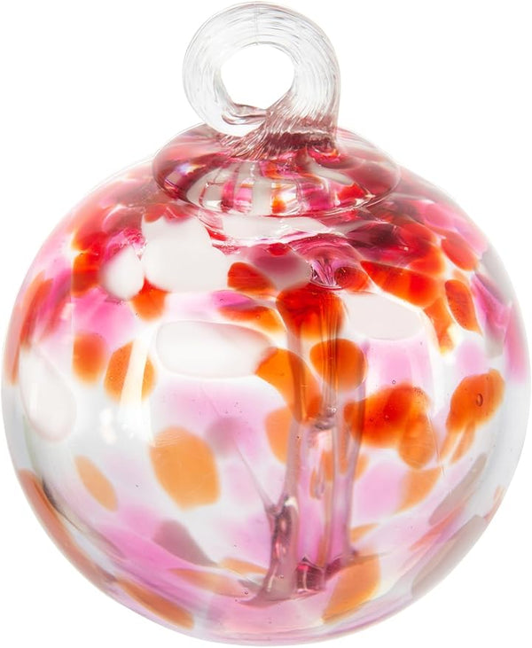 Dale Tiffany Hand Blown Glass, 3" Diameter Blush, Tree of Life Collection, Witch Globe Hanging Garden Indoor/Outdoor Decorative Ornament Gazing Ball