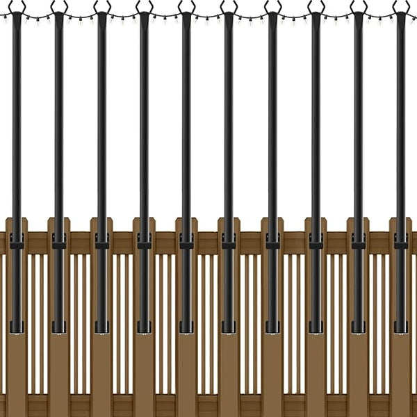 NUERPO 10 Pack String Light Poles,5Ft Metal Poles for Outdoor String Lights,Outdoor Light Poles with Post,Poles/Stand for Outside,Patio,Deck,Backyard,Garden Wedding,Party