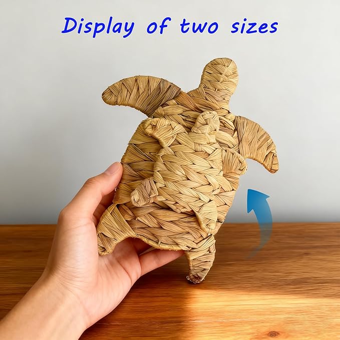 Lwoymucg Handmade Sea Turtle Beach Theme Decor, Turtle Wall Decor Hanging Coastal Nautical Ocean Sculpture for Boho House Bathroom Bedroom Indoor Outdoor Wall and Table Art Ornament (1 Pcs)